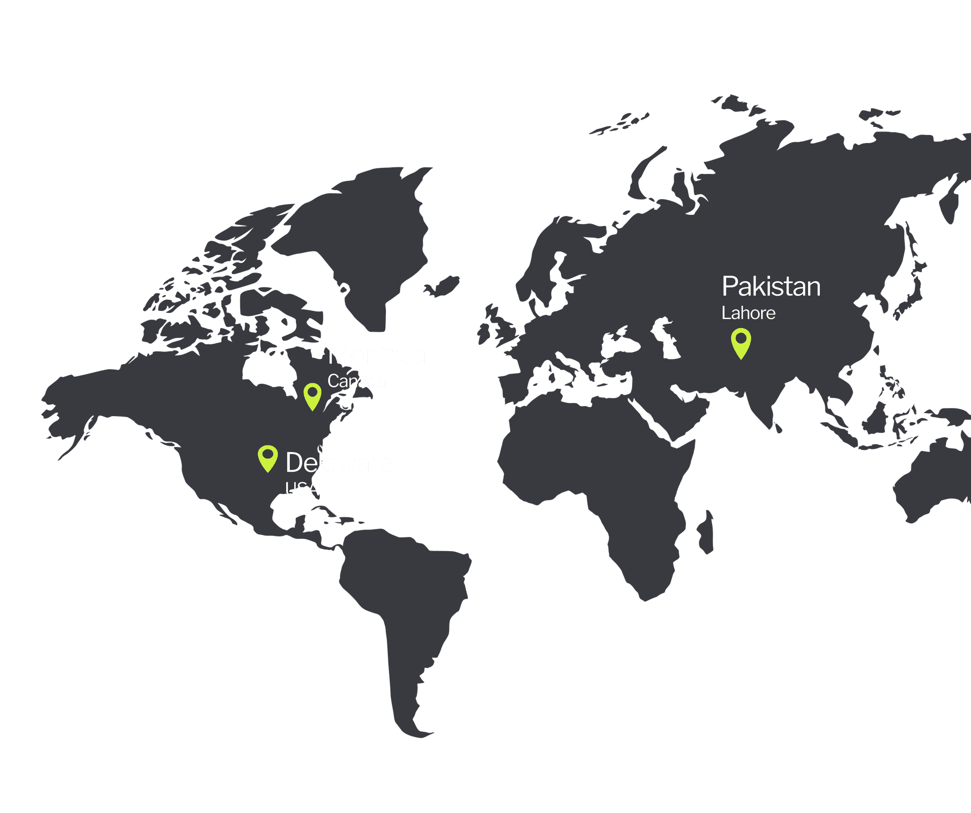 World map with office pins